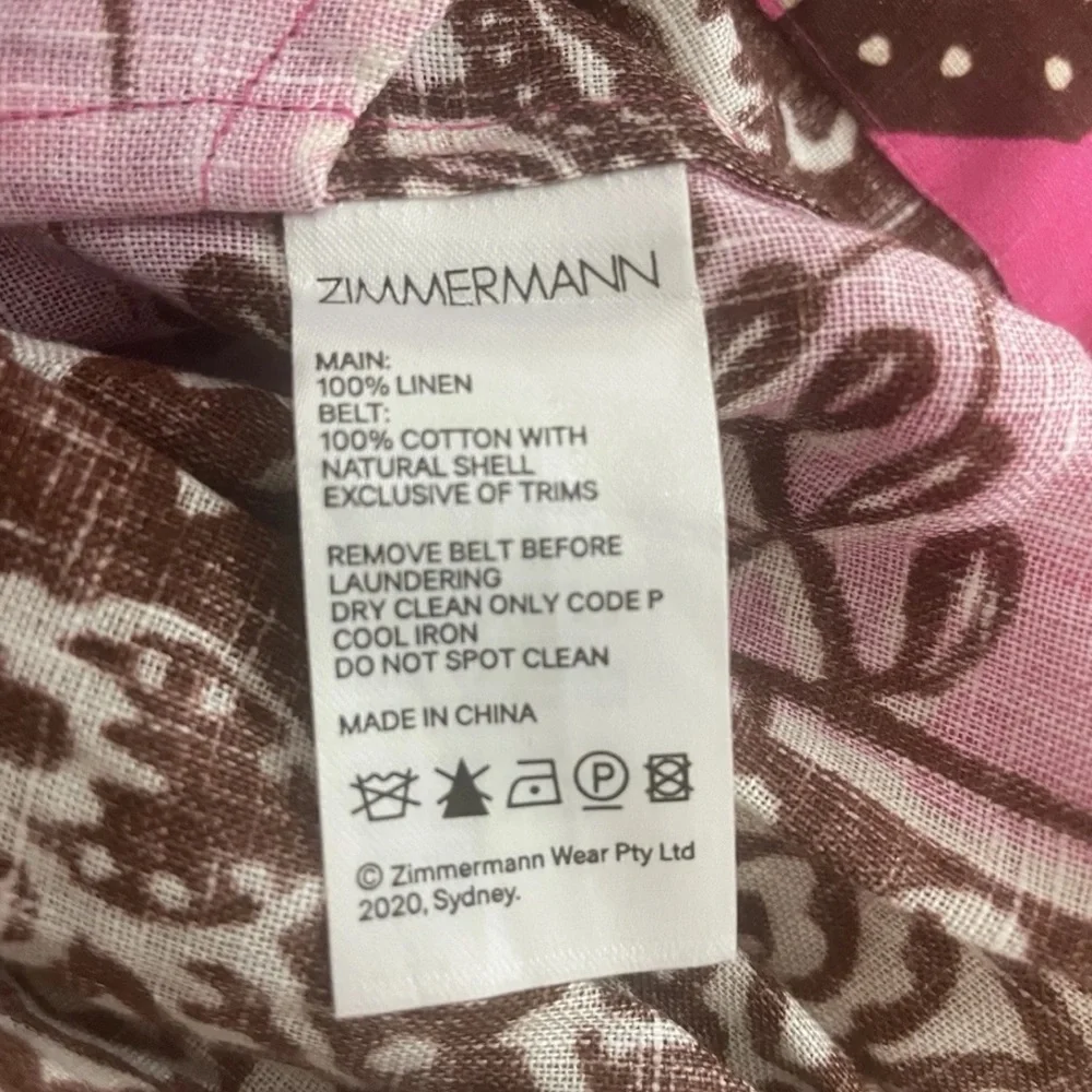 Zimmermann Lulu Pink and Brown Geometric Mini Dress - Picture 11 of 16